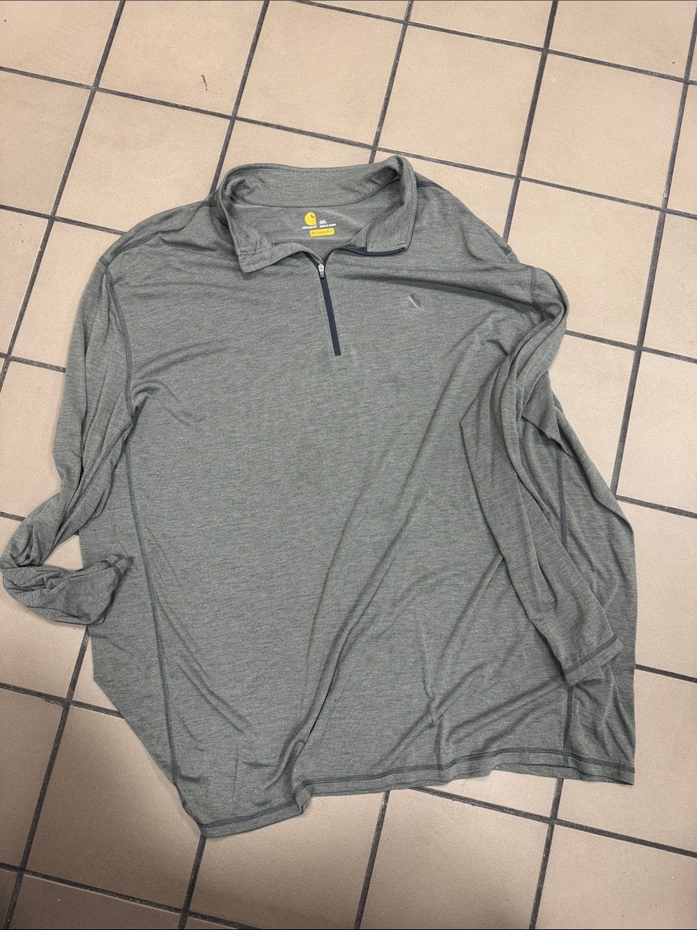 Carhartt Men's Heather Gray Long-Sleeve Quarter Zip Performance Top